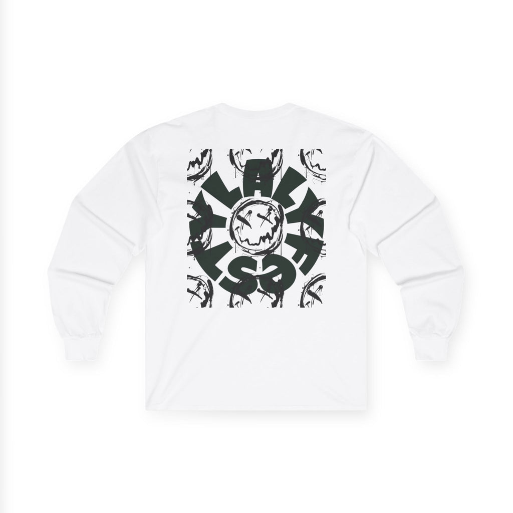 ALyfeStyl Distressed Circle Design Long Sleeve Tee