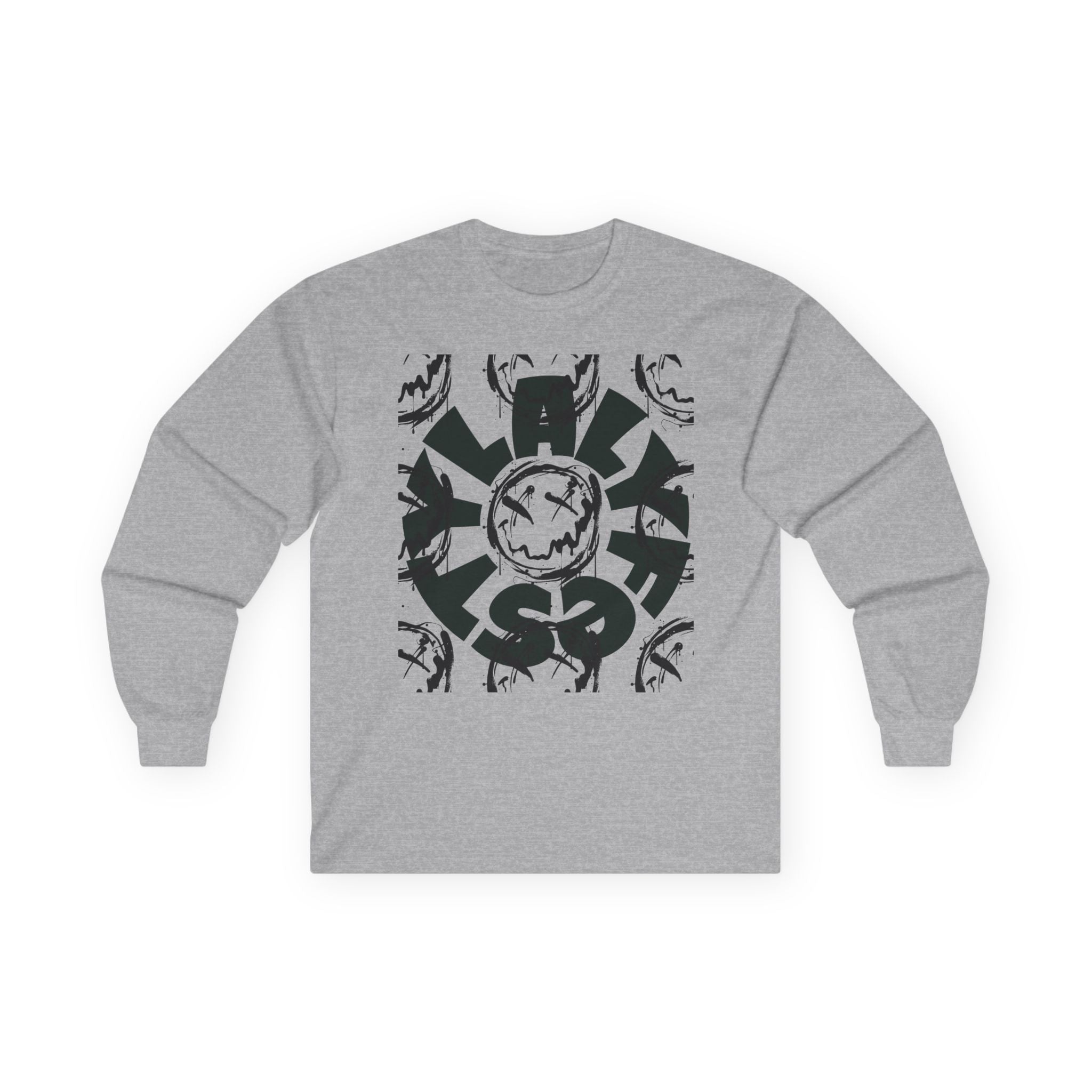 ALyfeStyl Distressed Circle Design Long Sleeve Tee